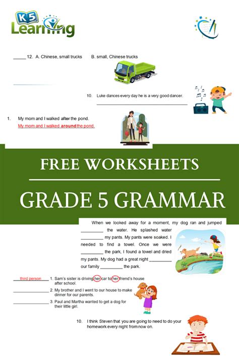 k5 learning english worksheets|Grade 5 Grammar and Writing Workbook .